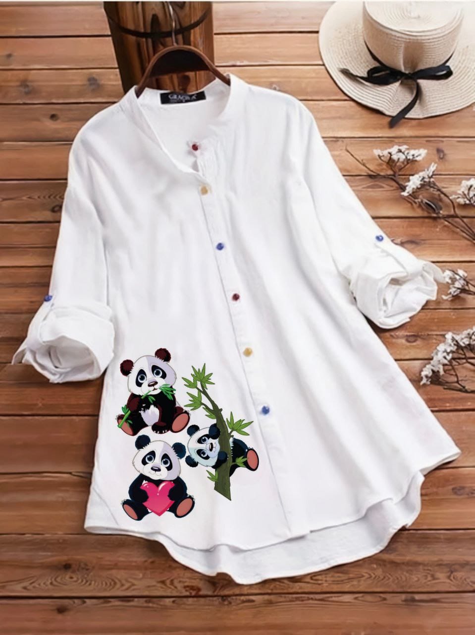 Designer Butterfly Printed Women Tunic Shirt