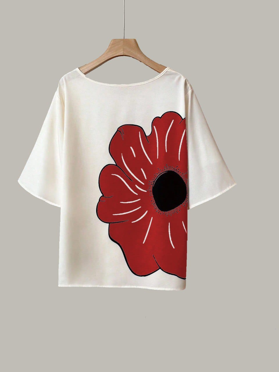 Red Flower White Top With Palazzo