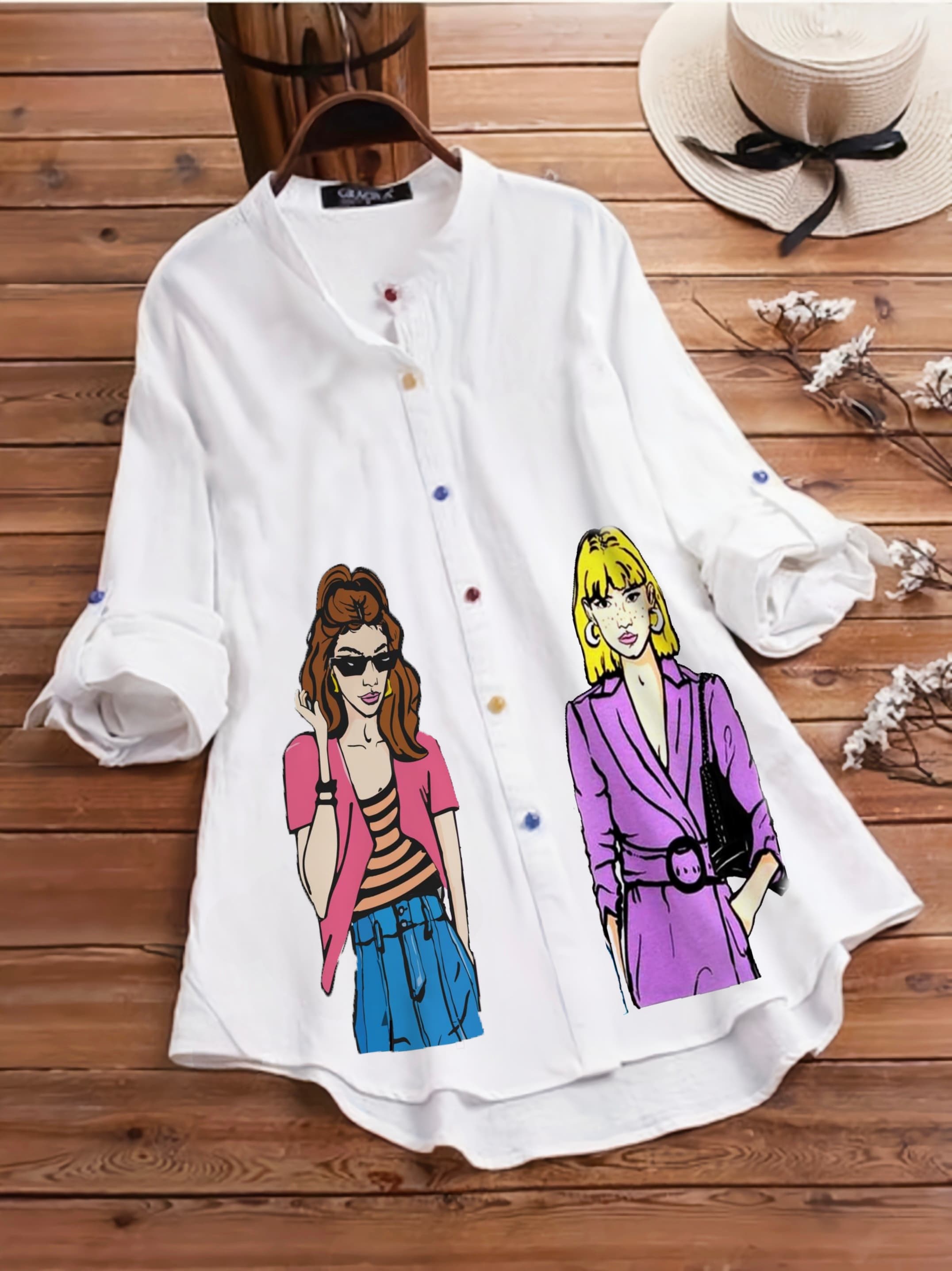 Designer Barbie Doll Printed Tunic Shirt