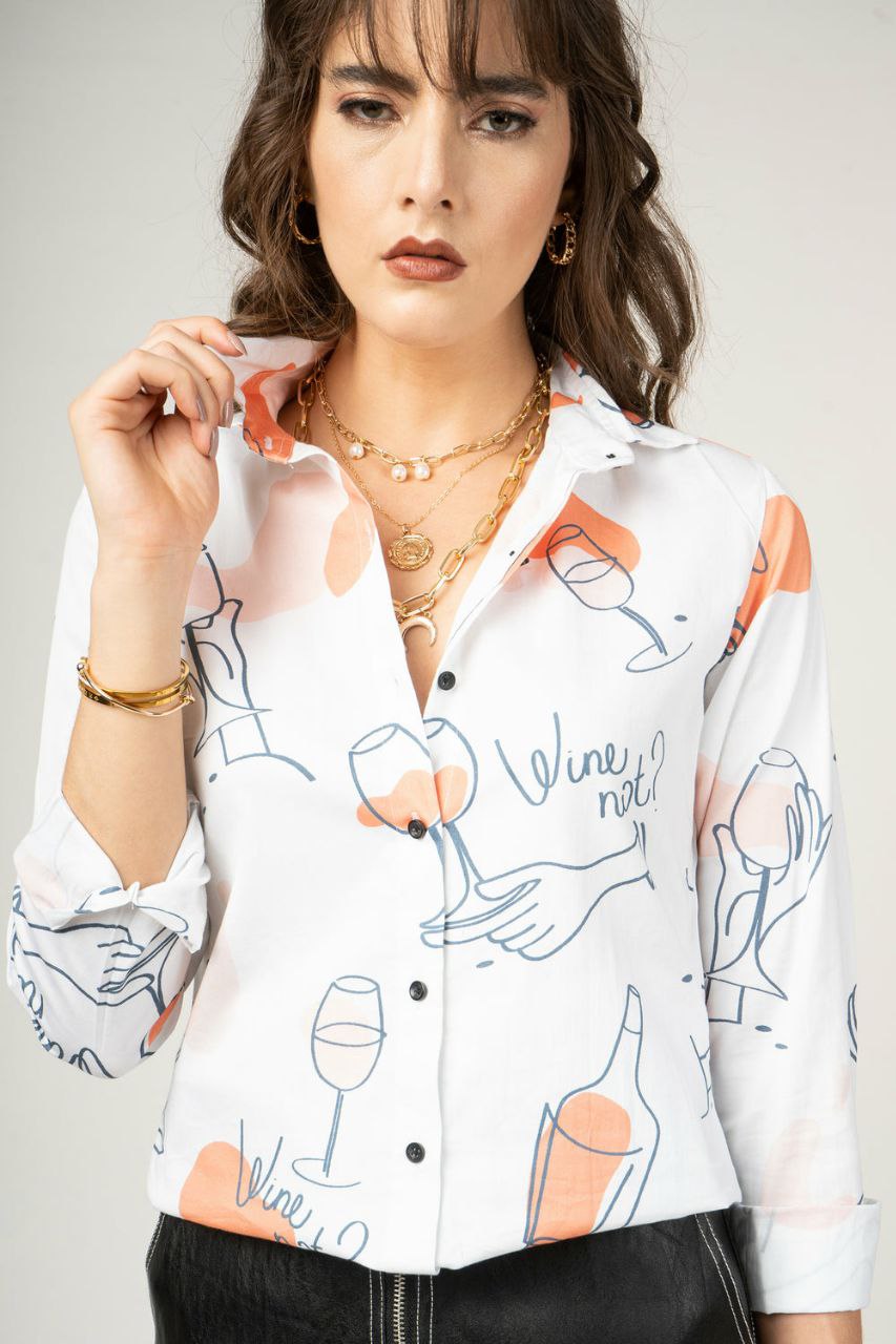 Fancy White Peach Women Shirt