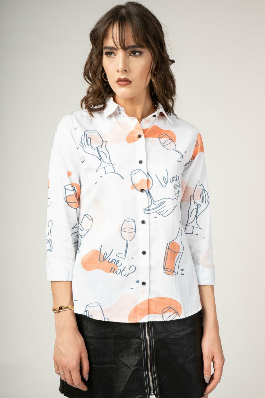 Fancy White Peach Women Shirt